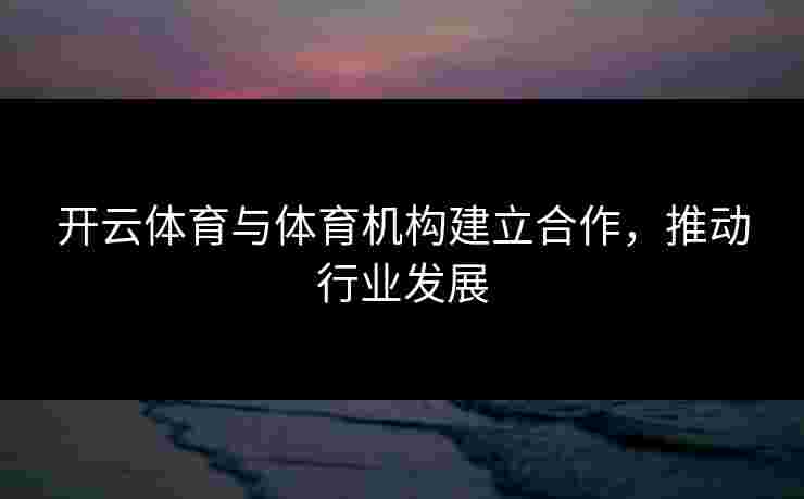 开云体育与体育机构建立合作，推动行业发展