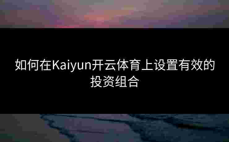 如何在Kaiyun开云体育上设置有效的投资组合