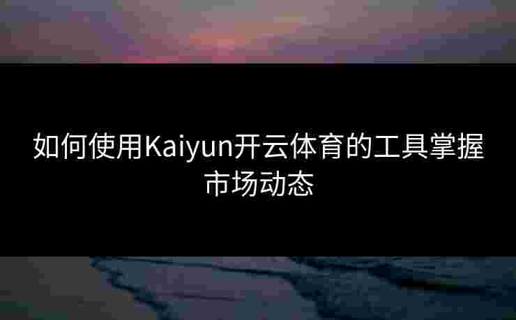 如何使用Kaiyun开云体育的工具掌握市场动态